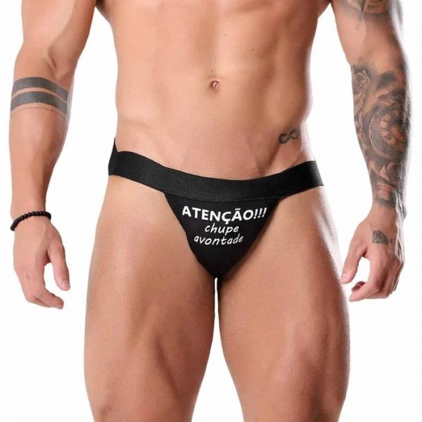 Cueca Jockstrap Frases Preta