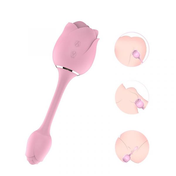 Vibrador Duplo Estímulo de Clitóris e Ponto G Formato Rosa