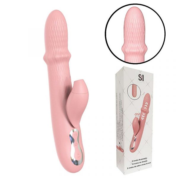 Vibrador Duplo Estimulo com Pulsação e Vai e Vem de Anel