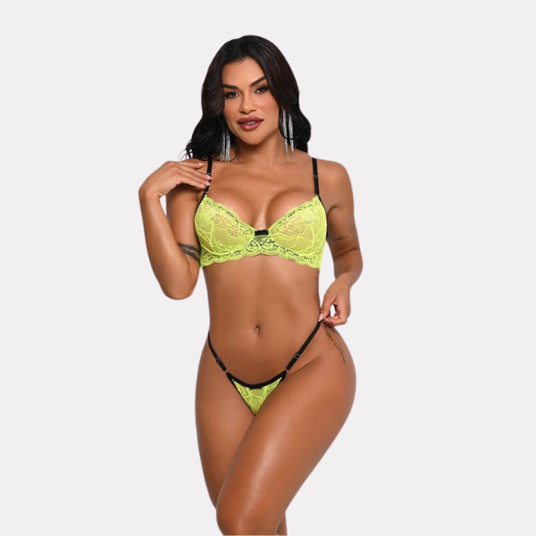 *Conjunto Meia Taça com Aro Amarelo Neon