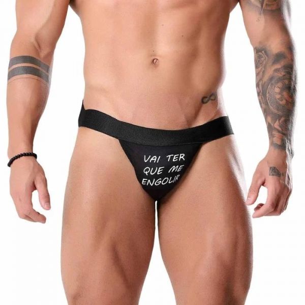 Cueca Jockstrap Frases Preta