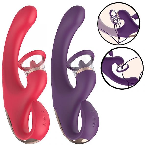 Vibrador Duplo Esimulo com Língua e Sucção - Sandra