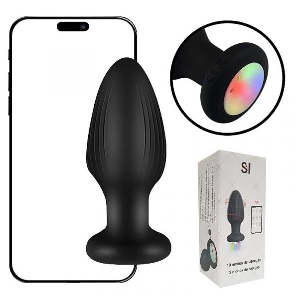 Plug Anal em Silicone com Rotação e Luz de Led - Recarregável